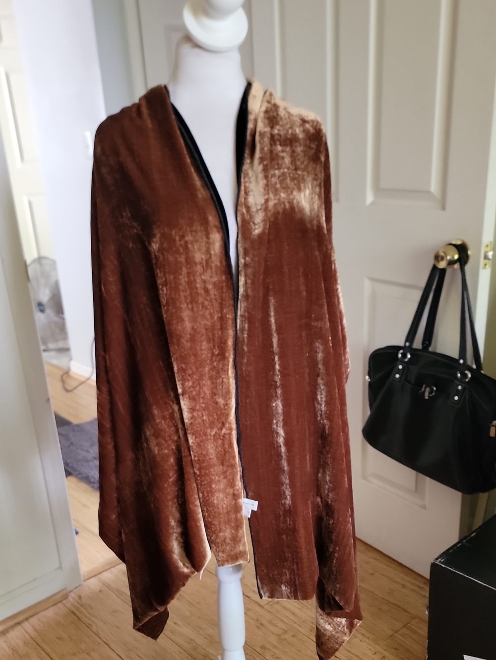 Luxurious Brown Velvet Shawl, Wrap, Throw -